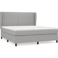 Syfax Cama box spring con colchón tela gris claro 180x200 cm