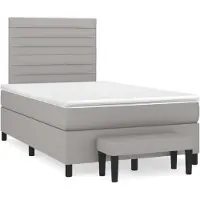 Syfax Cama box spring con colchón tela gris claro 120x200 cm