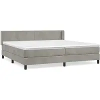 Syfax Cama box spring con colchón terciopelo gris claro 200x200 cm