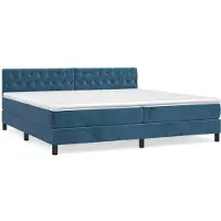 Syfax Cama box spring con colchón terciopelo azul oscuro 200x200 cm