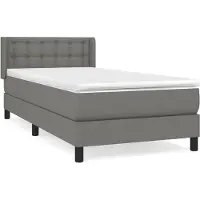 Syfax Cama box spring con colchón tela gris oscuro 90x200 cm