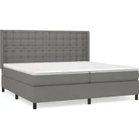 Syfax Cama box spring con colchón tela gris oscuro 200x200 cm