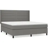 Syfax Cama box spring con colchón tela gris oscuro 160x200 cm