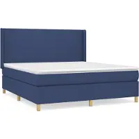 Syfax Cama box spring con colchón tela azul 180x200 cm