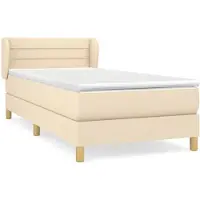 Syfax Cama box spring con colchón tela color crema 90x190 cm
