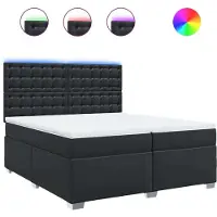 Syfax Cama box spring con colchón cuero sintético 200x200 cm