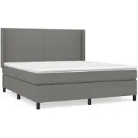 Syfax Cama box spring con colchón tela gris oscuro 180x200 cm