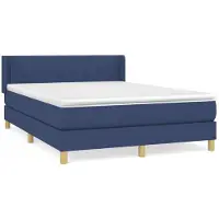 Syfax Cama box spring con colchón tela azul 140x190 cm