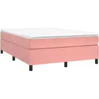 Syfax Cama box spring con colchón terciopelo rosa 140x190 cm