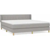 Syfax Cama box spring con colchón tela gris claro 180x200 cm