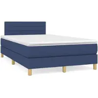 Syfax Cama box spring con colchón tela azul 120x200 cm