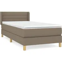 Syfax Cama box spring con colchón tela gris taupe 90x200 cm