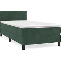 Syfax Cama box spring con colchón terciopelo verde oscuro 100x200 cm