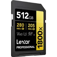 Lexar Professional 1800x - SDXC UHS-II Tarjeta - 512GB - Lectura 270MB/s Escritura 180MB/s V60