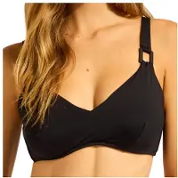 Seafolly - Women's S.Collective F Cup Halter Bra - Parte superior de bikini size 44, negro