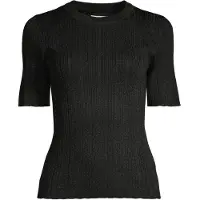 Gant Metallic Ribbed Ss C-neck Black Talla: M | Sudaderas con Capucha Outlet | Mujer | Negro