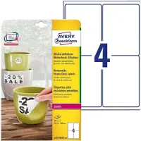 Avery Zweckform L4774REV-20 Etiquetas resistentes a la intemperie A4 99,1 x 139 mm blancas (80 etiquetas)