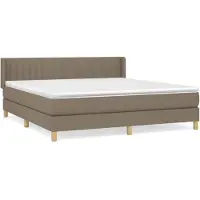 Syfax Cama box spring con colchón tela gris taupe 180x200 cm
