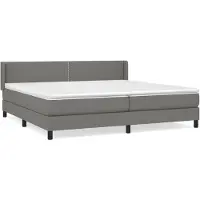 Syfax Cama box spring con colchón tela gris oscuro 200x200 cm