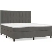Syfax Cama box spring con colchón terciopelo gris oscuro 180x200 cm