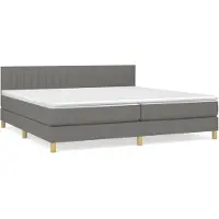 Syfax Cama box spring con colchón tela gris oscuro 200x200 cm