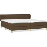 Syfax Cama box spring con colchón tela marrón oscuro 200x200 cm
