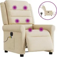 Syfax Sillón reclinable de masaje eléctrico tela color crema