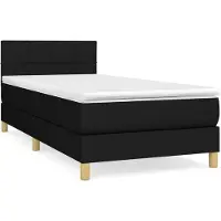 Syfax Cama box spring con colchón tela negro 100x200 cm
