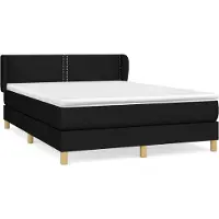 Syfax Cama box spring con colchón tela negro 140x190 cm