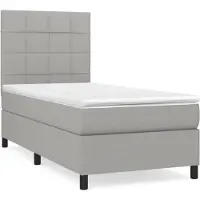 Syfax Cama box spring con colchón tela gris claro 100x200 cm