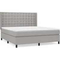 Syfax Cama box spring con colchón tela gris claro 160x200 cm