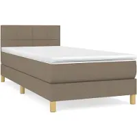 Syfax Cama box spring con colchón tela gris taupe 90x190 cm
