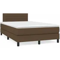 Syfax Cama box spring con colchón tela marrón oscuro 120x200 cm