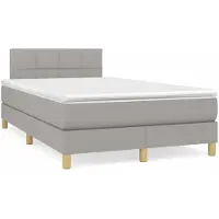 Syfax Cama box spring con colchón tela gris claro 120x200 cm