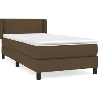 Syfax Cama box spring con colchón tela marrón oscuro 100x200 cm
