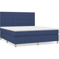 Syfax Cama box spring con colchón tela azul 160x200 cm