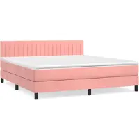 Syfax Cama box spring con colchón terciopelo rosa 160x200 cm