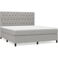 Syfax Cama box spring con colchón tela gris claro 160x200 cm