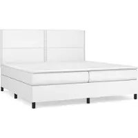 Syfax Cama box spring con colchón cuero sintético blanco 200x200 cm