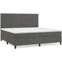 Syfax Cama box spring con colchón terciopelo gris oscuro 200x200 cm