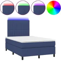 Syfax Cama box spring con colchón y LED tela azul 120x200 cm