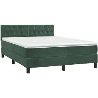 Syfax Cama box spring con colchón terciopelo verde oscuro 140x190 cm