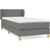 Syfax Cama box spring con colchón tela gris oscuro 90x200 cm