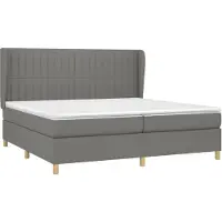 Syfax Cama box spring con colchón tela gris oscuro 200x200 cm