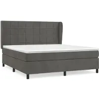 Syfax Cama box spring con colchón terciopelo gris oscuro 160x200 cm