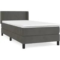 Syfax Cama box spring con colchón terciopelo gris oscuro 80x200 cm