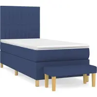 Syfax Cama box spring con colchón tela azul 90x190 cm