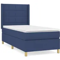 Syfax Cama box spring con colchón tela azul 90x200 cm