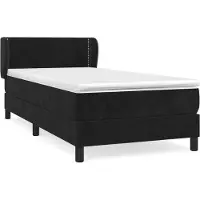Syfax Cama box spring con colchón terciopelo negro 100x200 cm