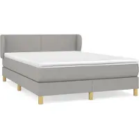 Syfax Cama box spring con colchón tela gris claro 140x190 cm
